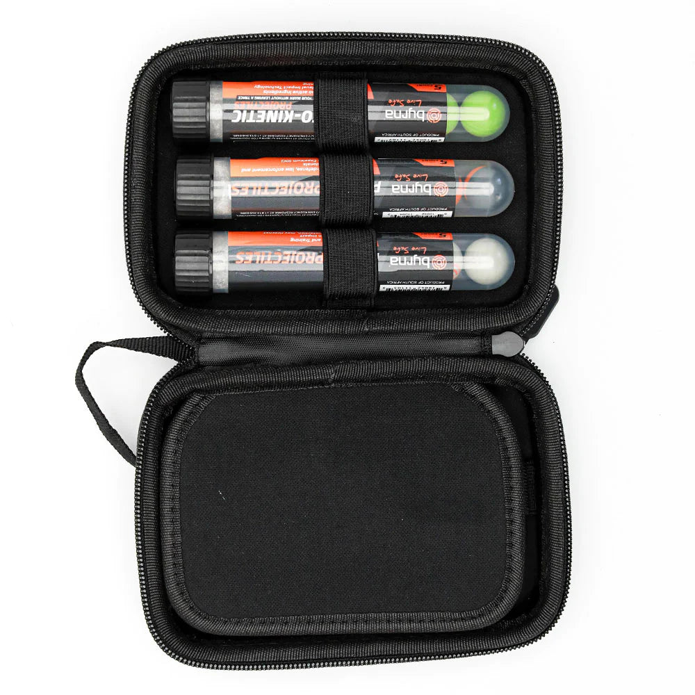 *Note: Projectiles and CO2 not included
A must-have accessory, this semi-hard C02 + ammo carry case constructed with a sturdy industrial-strength zipper allows you to conveniently transport, store and protect six (6) C02 canisters and three (3) tubes of projectiles everywhere you go.
Specs:
Dimensions: 6" x 4.5" x 2.3"
Weight: 4.5 oz