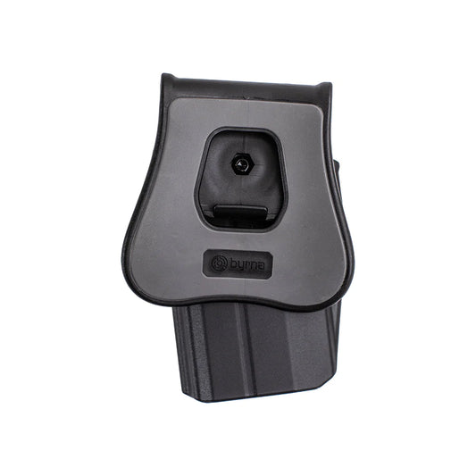 Compatible with all Byrna Pistol Style Launchers, Launcher Only. Not compatible with lights and lasers installed.
The LEVEL II Holster is molded in modern design and built tough to withstand the harshest environments. Compatible with all Byrna pistol-style launchers without an accessory attached.