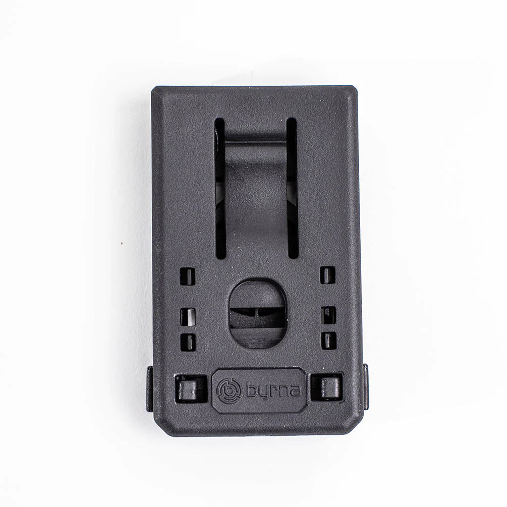 *HOLSTER NOT INCLUDED
The Level II Holster Belt Clip Adapter is an add-on that can be used to convert the Byrna Level II holster from the standard paddle grip to secure, belt attached holster.