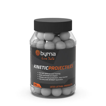Our .68 caliber Byrna Kinetic Projectiles do not contain any active or inert ingredients. These hard, solid plastic projectiles do not break upon impact and can discourage, deter, and delay an attacker. 

Byrna Kinetic Projectiles also provide useful training without the necessity of traveling to a practice range.

Please exercise caution while using.