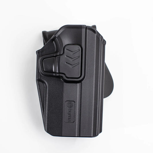 Compatible with all Byrna Pistol Style Launchers, Launcher Only.  Not compatible with lights and lasers installed.

The LEVEL II Holster is molded in modern design and built tough to withstand the harshest environments. Compatible with all Byrna pistol-style launchers without an accessory attached.

